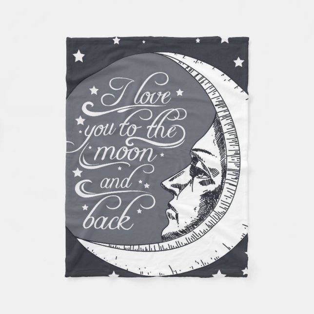 Couverture Polaire Je t'aime à la lune et au dos (Devant)