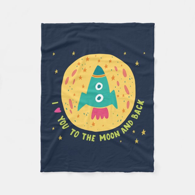 Couverture Polaire Je t'aime à la lune et au Rocketship arrière (Devant)
