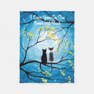 Couverture Polaire Je t'aime à la lune et le chat arrière