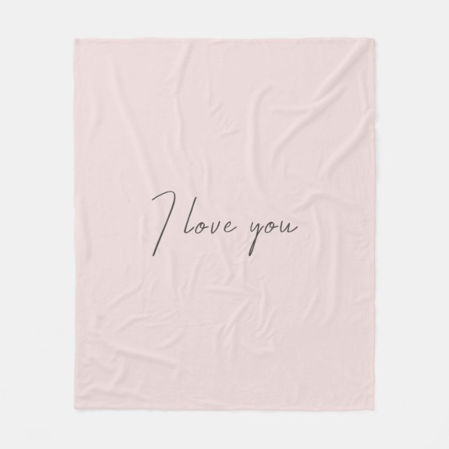Couverture Polaire Je T'Aime Citer Mariage Valentines Day Blush Pink (Devant)