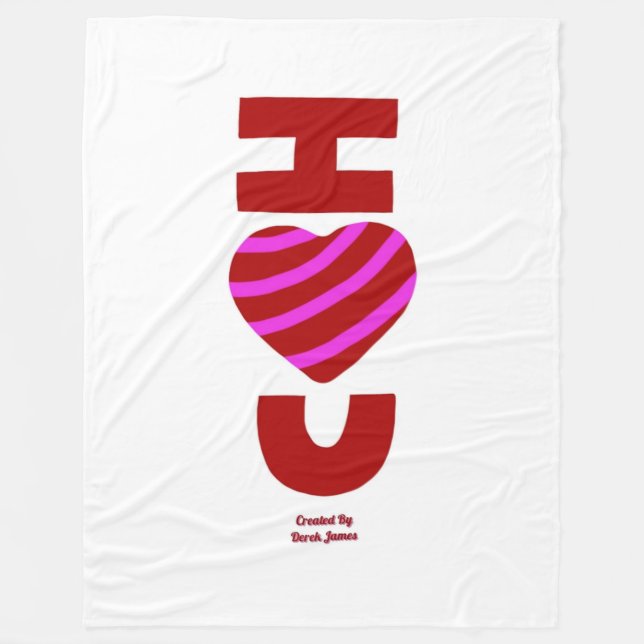 Couverture Polaire Je T'Aime Grande Blanche En Toison (Devant)