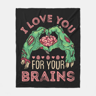 Couverture Polaire Je t'aime pour tes cerveaux Zombie Saint Valentin