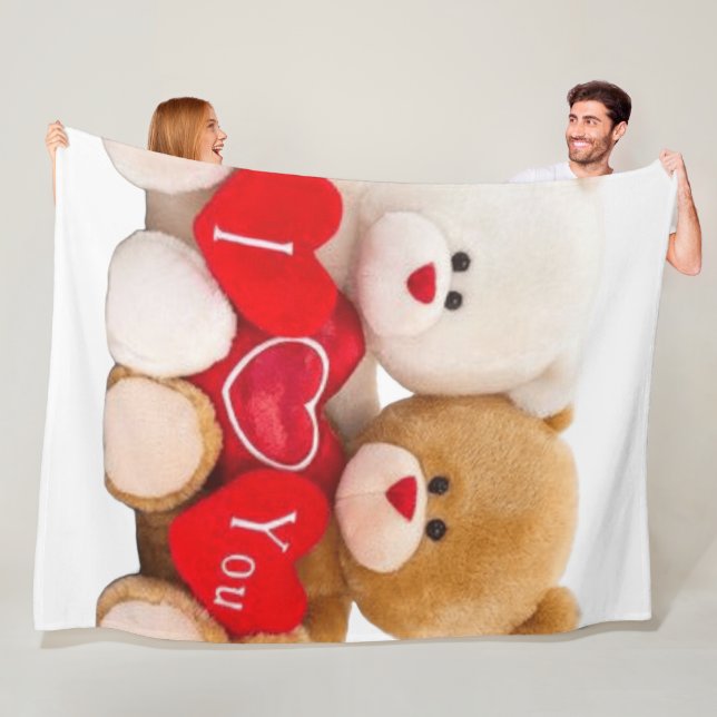 Couverture Polaire Je t'aime" Teddy Bear Couple (En situation)