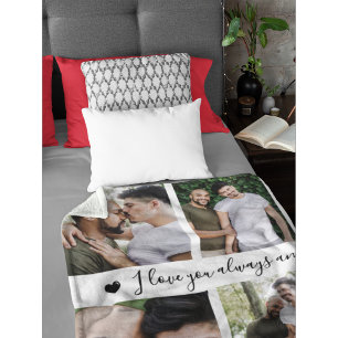 Couverture Polaire Je t'aime toujours et pour toujours Collage de 6 p