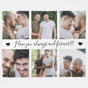 Couverture Polaire Je t'aime toujours et pour toujours Collage de 6 p