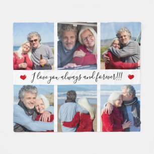 Couverture Polaire Je t'aime toujours et pour toujours Collage de 6 p