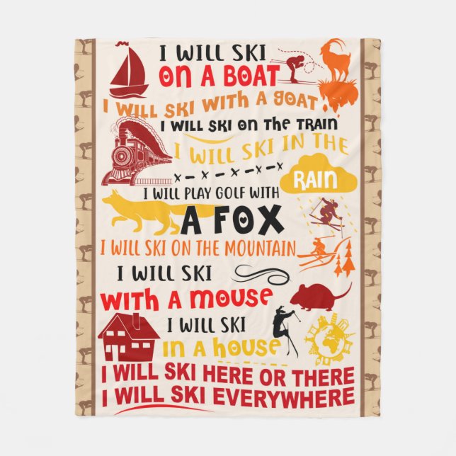 Couverture Polaire JE VAIS SKIER ICI OU LÀ PLUS ski sports d'hiver (Devant)