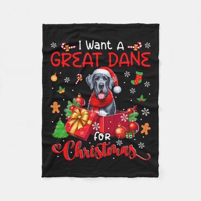Couverture Polaire Je Veux Un Grand Dane Pour Le Propriétaire De Noël (Devant)