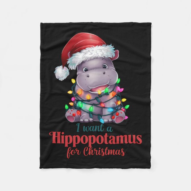 Couverture Polaire Je Veux Un Hippopotame Noël Mignonne Hippo Père No (Devant)