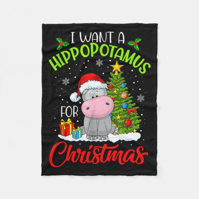 Couverture Polaire Je veux un hippopotame pour Noël  (Devant)