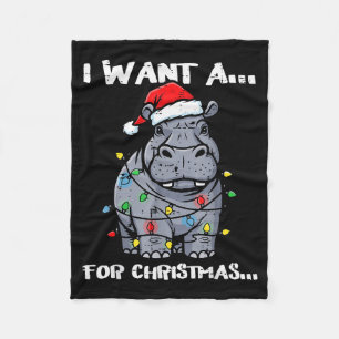 Couverture Polaire Je veux un hippopotame pour Noël Xmas drôle d'anim