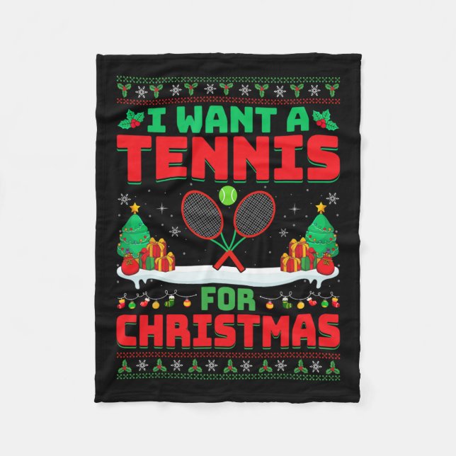 Couverture Polaire Je Veux Un Tennis Pour Noël - Joueur De Tennis Vil (Devant)