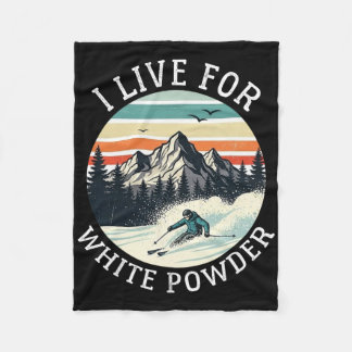 Couverture Polaire Je vis pour la poudre blanche drôle rétro ski vint
