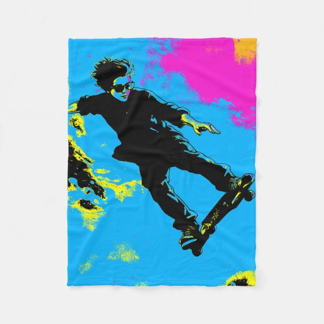 Couverture Polaire Je vis pour voler - Skateboardeur (Devant)