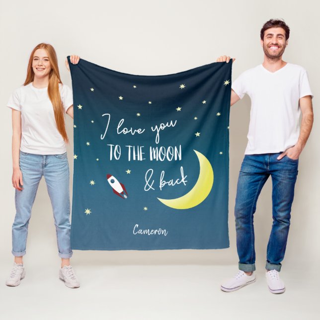 Couverture Polaire Je vous aime à la lune et retour Nom Espace extra- (En situation)