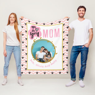Couverture Polaire JE VOUS AIME MAMAN Mummy Photo moderne personnalis
