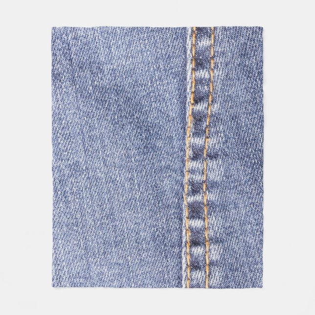 Couverture Polaire Jeans bleus : texture cousue détaillée. (Devant)