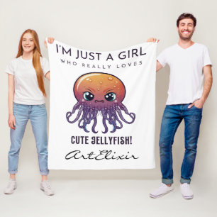 Couverture Polaire Jellyfish, je suis juste une fille qui aime