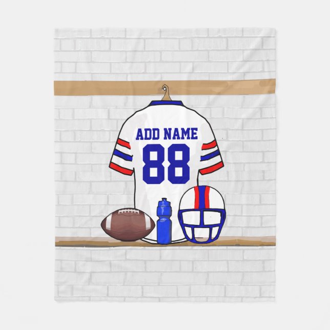 Couverture Polaire Jersey de football blanc rouge (Devant)