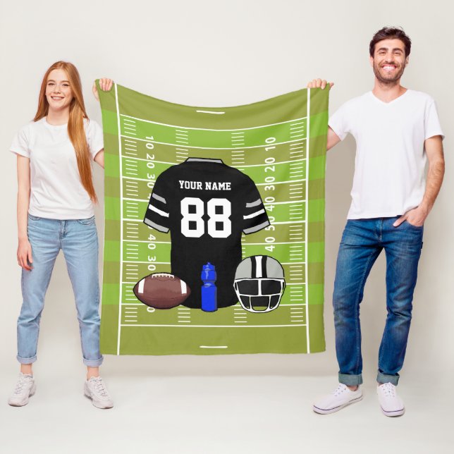 Couverture Polaire Jersey de football noir et gris sur le terrain (En situation)
