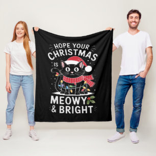 Couverture Polaire J'espère que votre Noël est félin et lumineux Chat