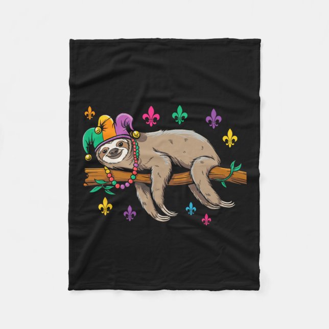 Couverture Polaire Jester Sloth Animal Cute Funny Mardi Gras Carnival (Devant)