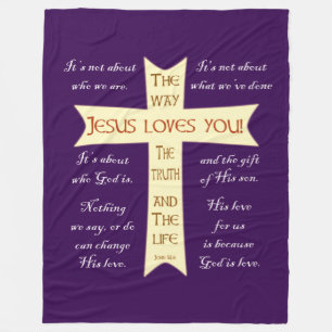 Couverture Polaire Jésus Blanket - Fleece violette