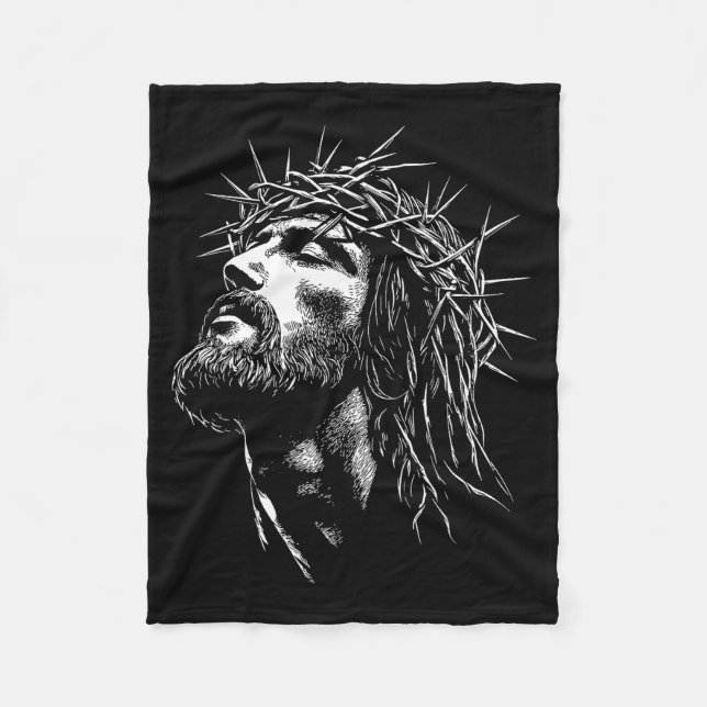 Couverture Polaire Jesus Christ With Crown Of Ns Jesus Graphic  (Devant)
