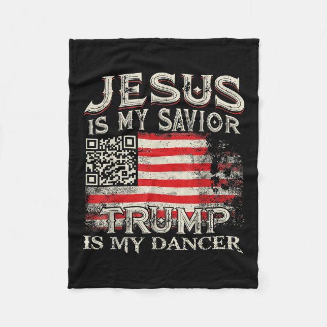 Couverture Polaire Jésus Est Mon Sauveur Trump Est Mon Danseur Qr Tru (Devant)