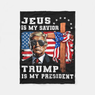 Couverture Polaire Jésus Est Mon Sauveur Trump Est Mon Drapeau Du Pré