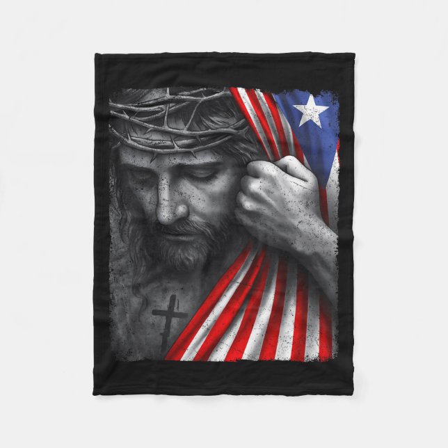 Couverture Polaire Jesus Faith Cross Crown America Puerto Rico Herita (Devant)