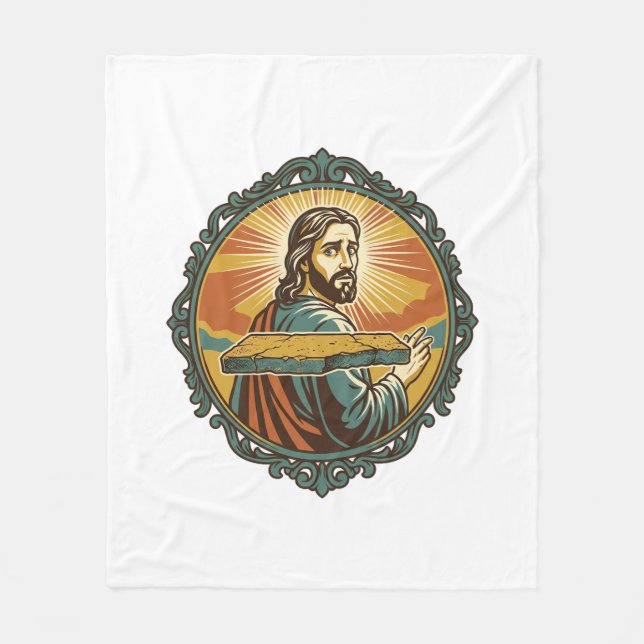Couverture Polaire Jésus gêné trébuchant sur une surface plane humour (Devant)