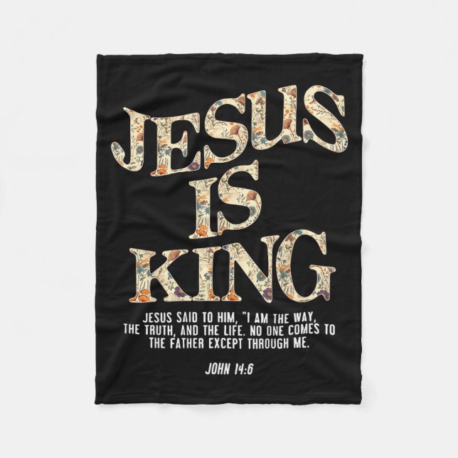 Couverture Polaire Jesus Is King Christian Cross God Faith Bible Reli (Devant)