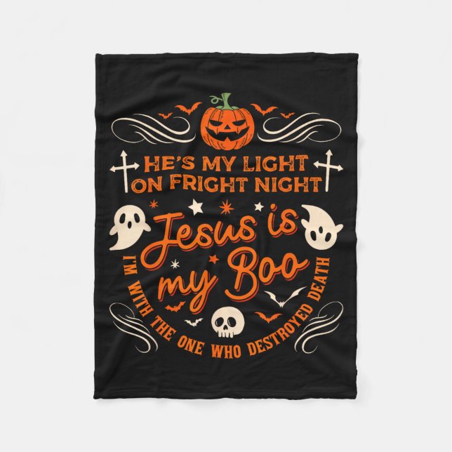 Couverture Polaire Jesus Is My Boo Christian Halloween Ghost Pumpkin  (Devant)