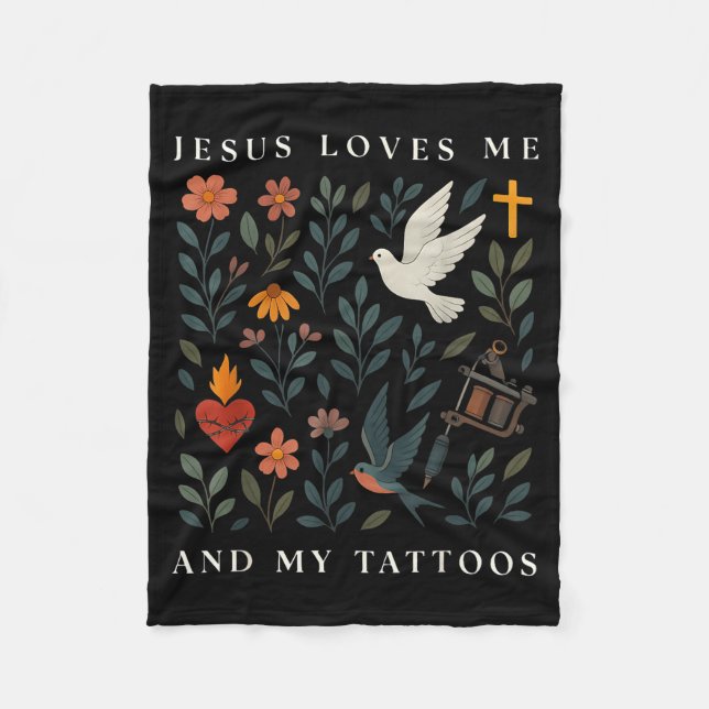 Couverture Polaire Jésus m'aime et mes tatouages  (Devant)