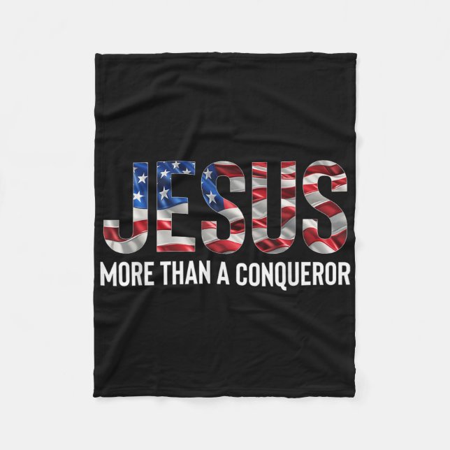 Couverture Polaire Jésus Plus Qu'Un Conquérant Drapeau Américain Vint (Devant)