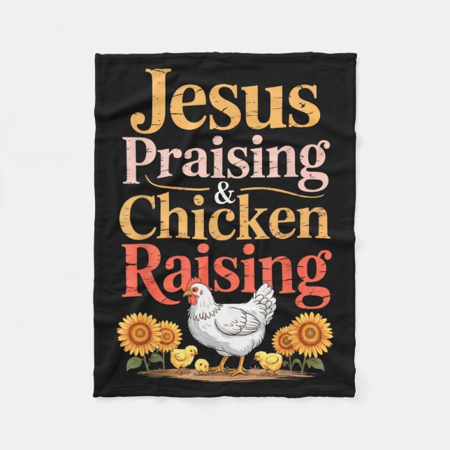 Couverture Polaire Jesus Praising &amp; Chicken Raising Funny Faith F (Devant)