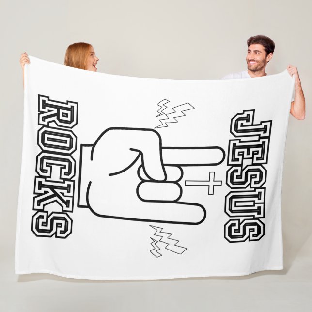 Couverture Polaire Jesus Rocks Biblique Festival W/B (En situation)