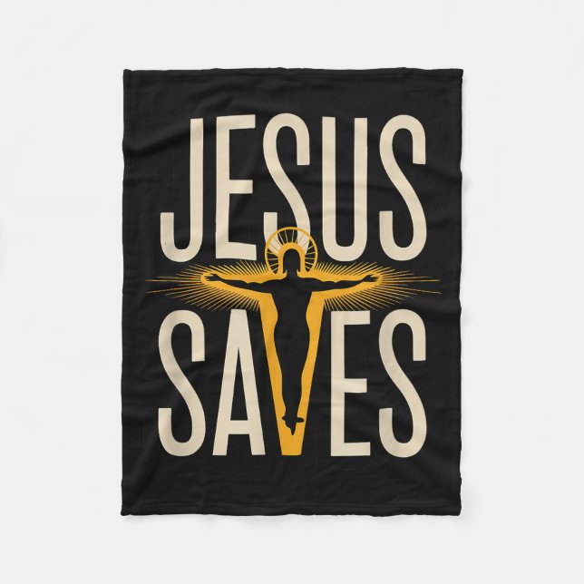 Couverture Polaire Jésus Sauve Foi Chrétienne Dévotion Croyant  (Devant)