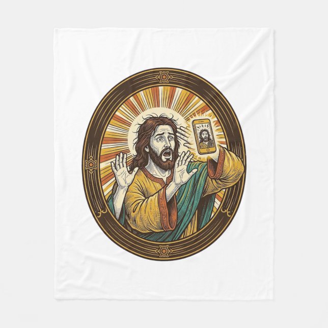 Couverture Polaire Jesus Selfie Accidentel avec Double Menton Caméra  (Devant)