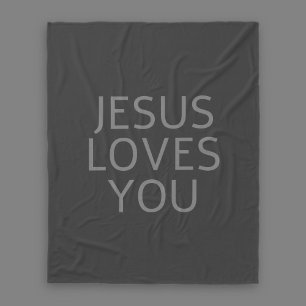 Couverture Polaire Jésus t'aime gris clair et foncé