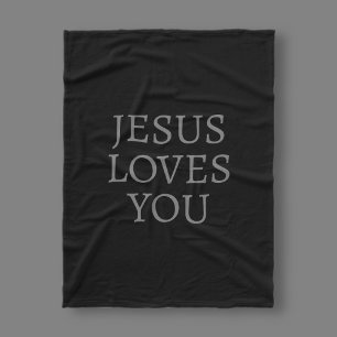 Couverture Polaire Jésus t'aime Noir et gris foncé