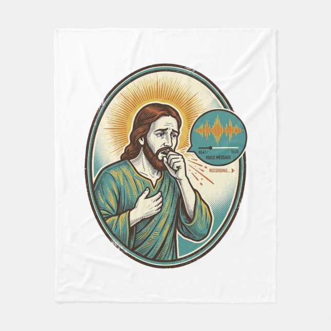 Couverture Polaire Jésus tousse au milieu d'un message audio de note  (Devant)