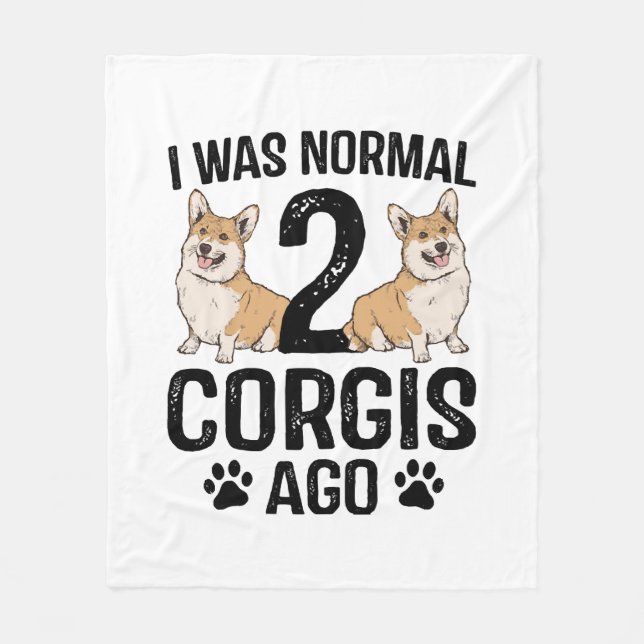 Couverture Polaire J'étais normal il y a 2 Corgis Chien (Devant)