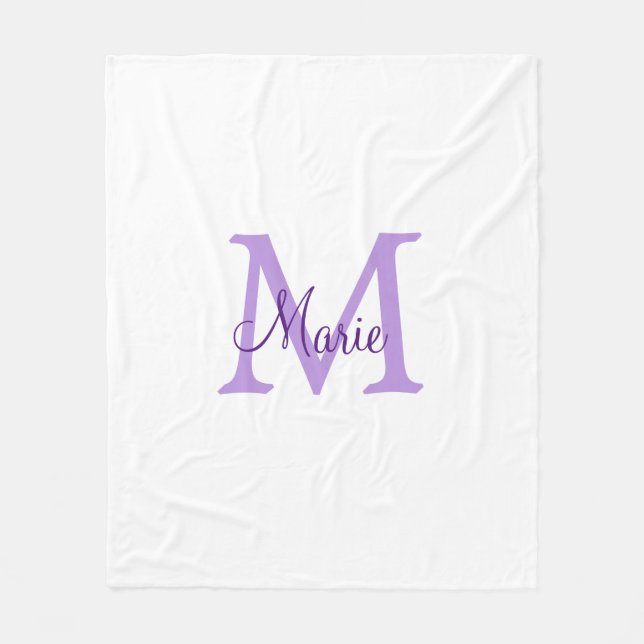 Couverture Polaire jeté simple minimal ajouter nom monogramme rose ro (Devant)
