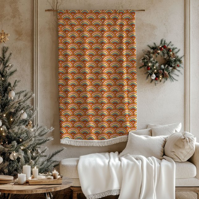 Couverture Polaire Jeter pastel terracotta groovy rétro milieu du siè (Mid-Century Throw Pastel Terracotta Groovy Retro Fleece Blanket)
