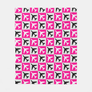 Couverture Polaire Jets d'aviation géométriques rose