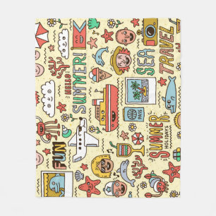 Couverture Polaire Jeu de doodles de voyage