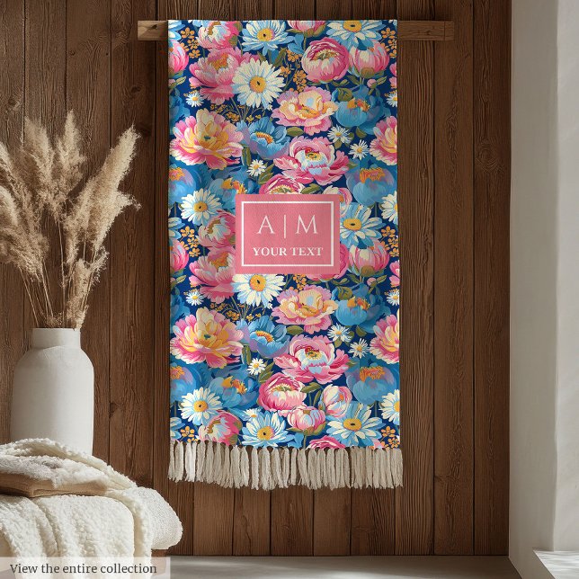 Couverture Polaire Jeu de mariage d'aquarelle rose vif moderne (Modern blush pink preppy watercolor wedding throw Fleece Blanket)