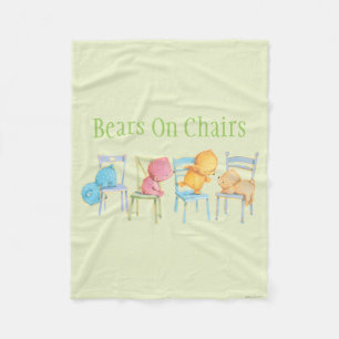 Couverture Polaire Jeu d'ours bleus, roses, jaunes, et Brown